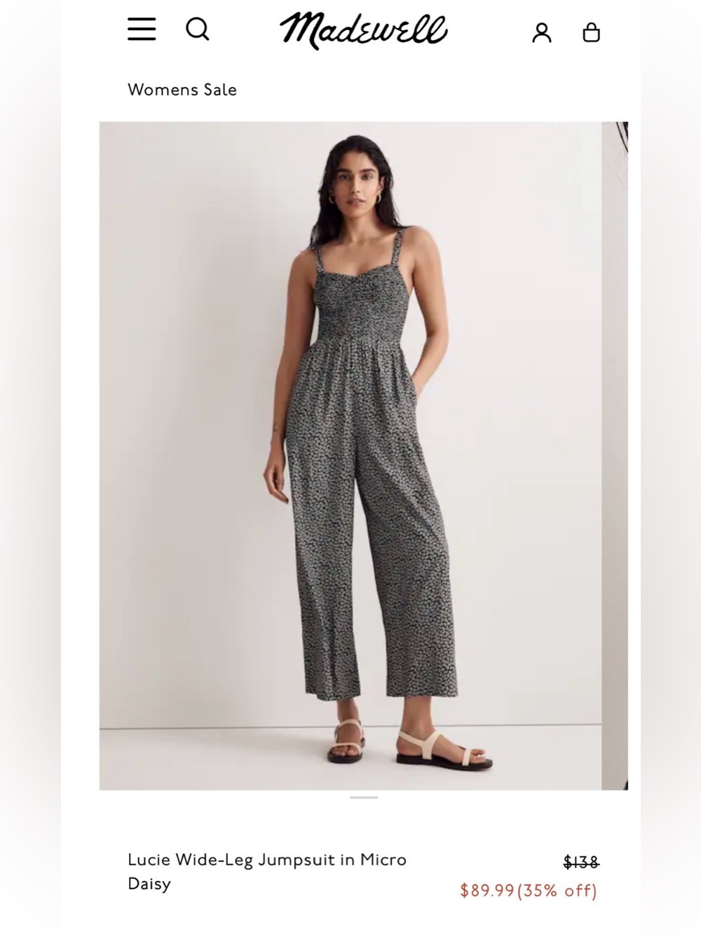 Madewell Women's Black Floral Wide-Leg Jumpsuit